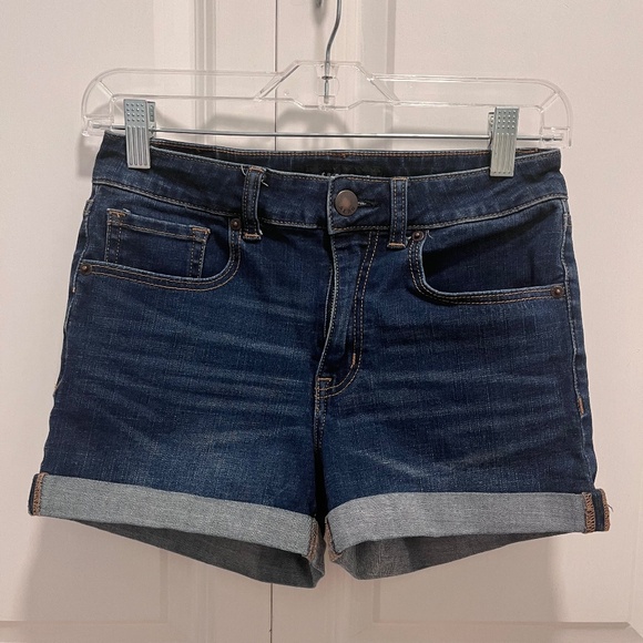 Aeropostale High Rise Midi Dark Wash Shorts - Picture 1 of 4